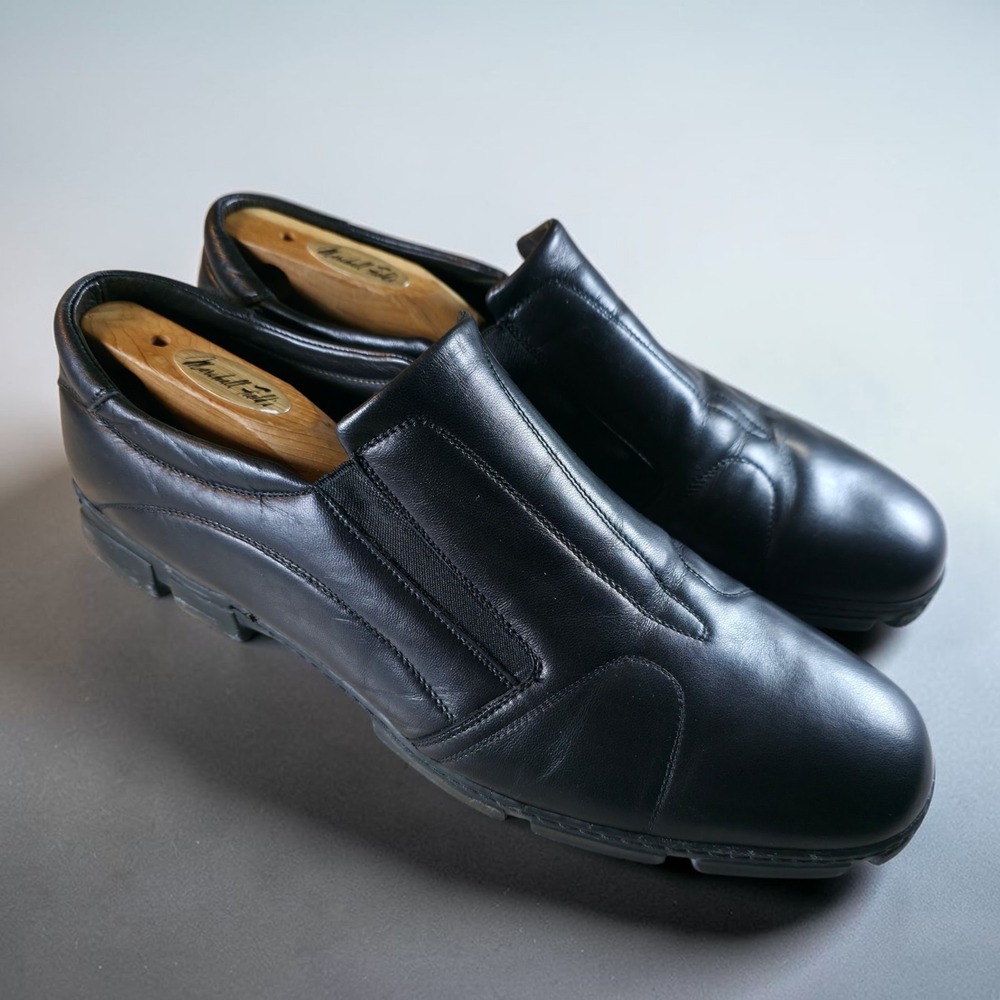 Bruno Magli Slip On Faumo Shoes Mens 11.5 Black Leather Loafers Dress *Read Desc
